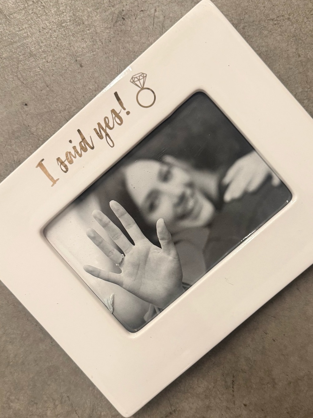 White Ceramic “I Said Yes!” Picture  Frame